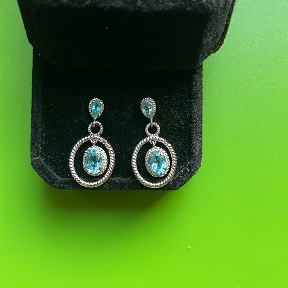 Aquamarine and Sterling Silver Earrings